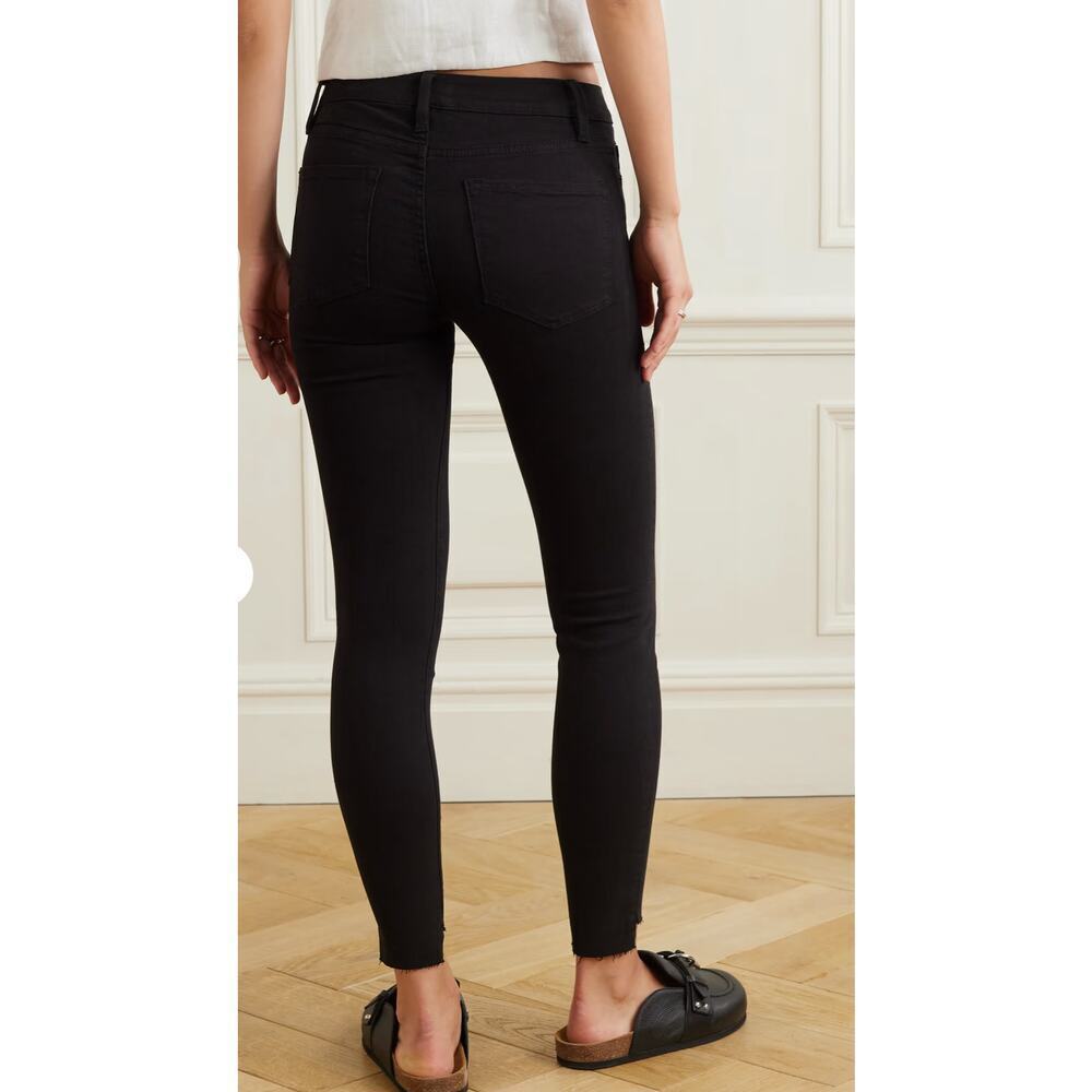 FRAME Denim Le Skinny de Jeanne Raw Stagger Mid-rise Women Goth Y2K Jeans 28 - Picture 2 of 9